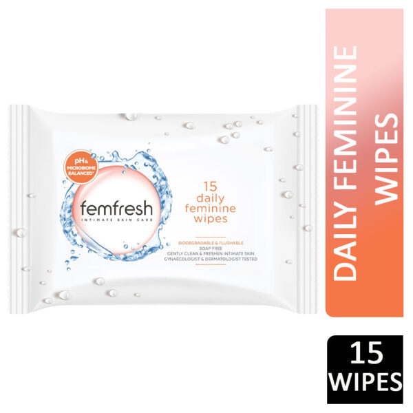 Femfresh Intimate Skin Care Biodegradable & Flushable 15 Feminine Wipes