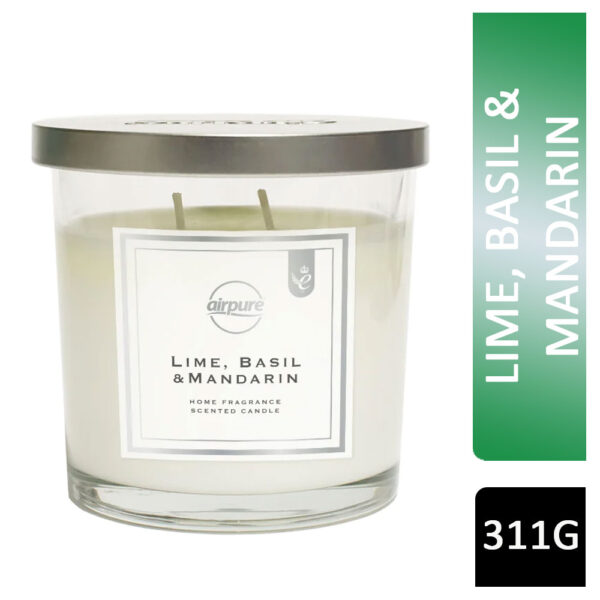 AirPure Twin Wick Scented Candle Lime, Basil & Mandarin 311g