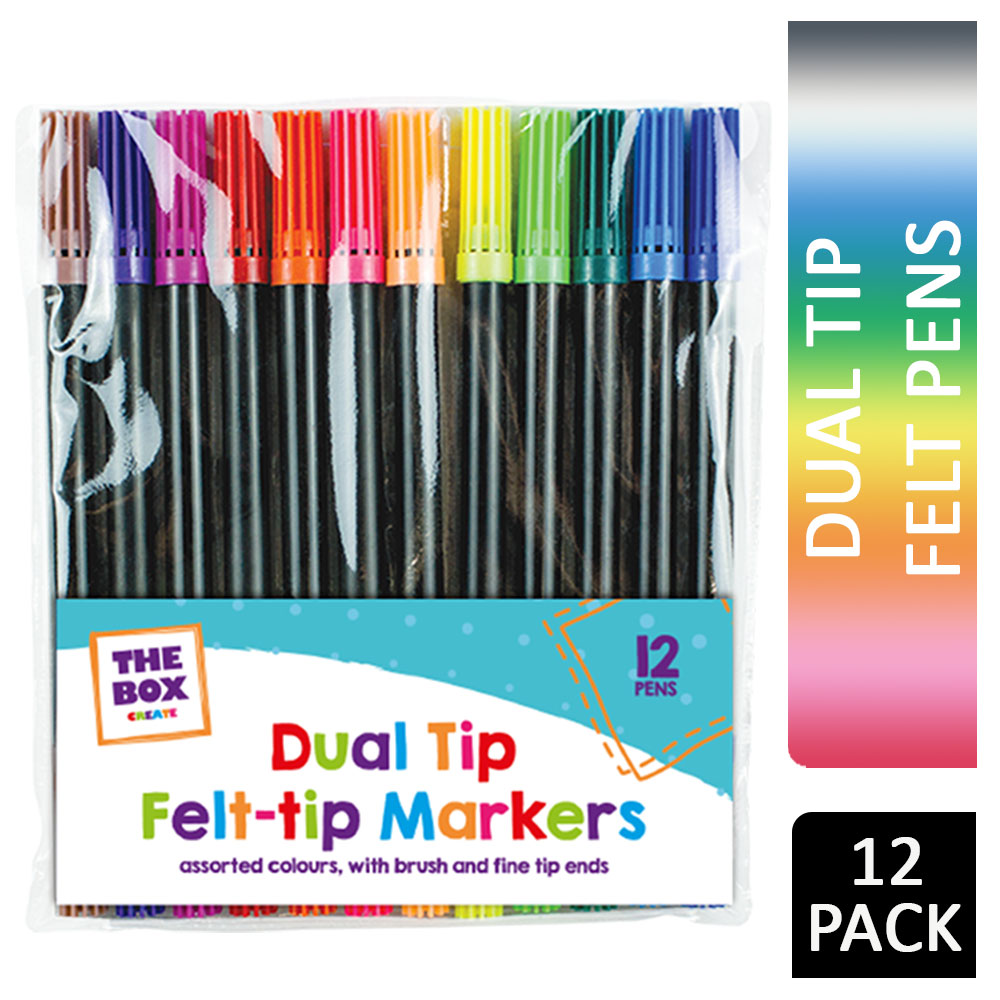 Dual Tip Felt-tip Marker Pens 12 Pack