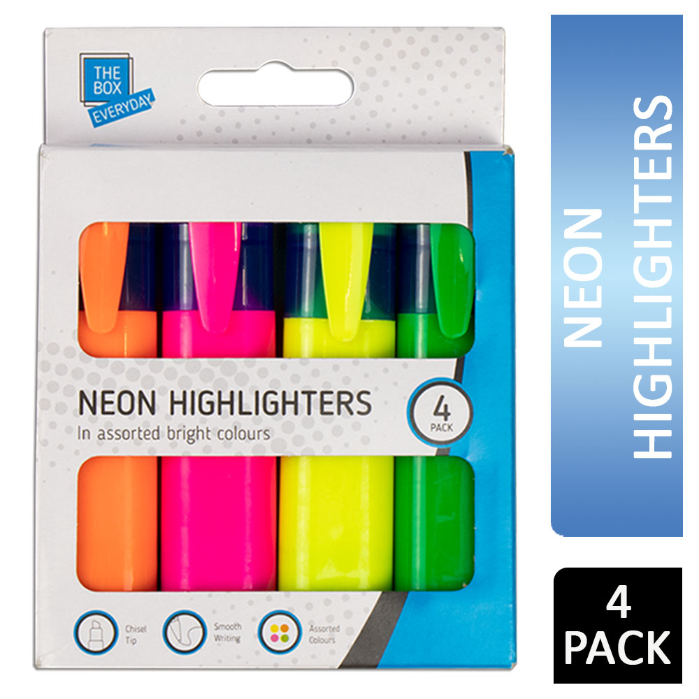 The Box Neon Highlighter Pens 4 Pack