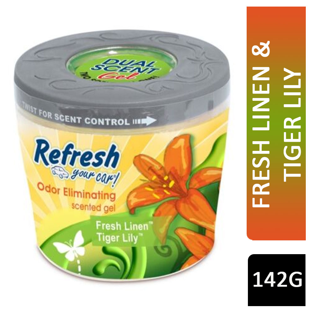 Refresh Dual Scented Car Air Freshener Sun-Kissed Linen & Tiger Lily 142g