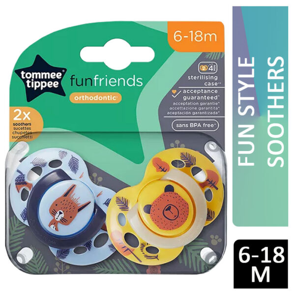 Tommee Tippee Fun Style Orthodontic Soothers 6-18 Months (2 Pack)