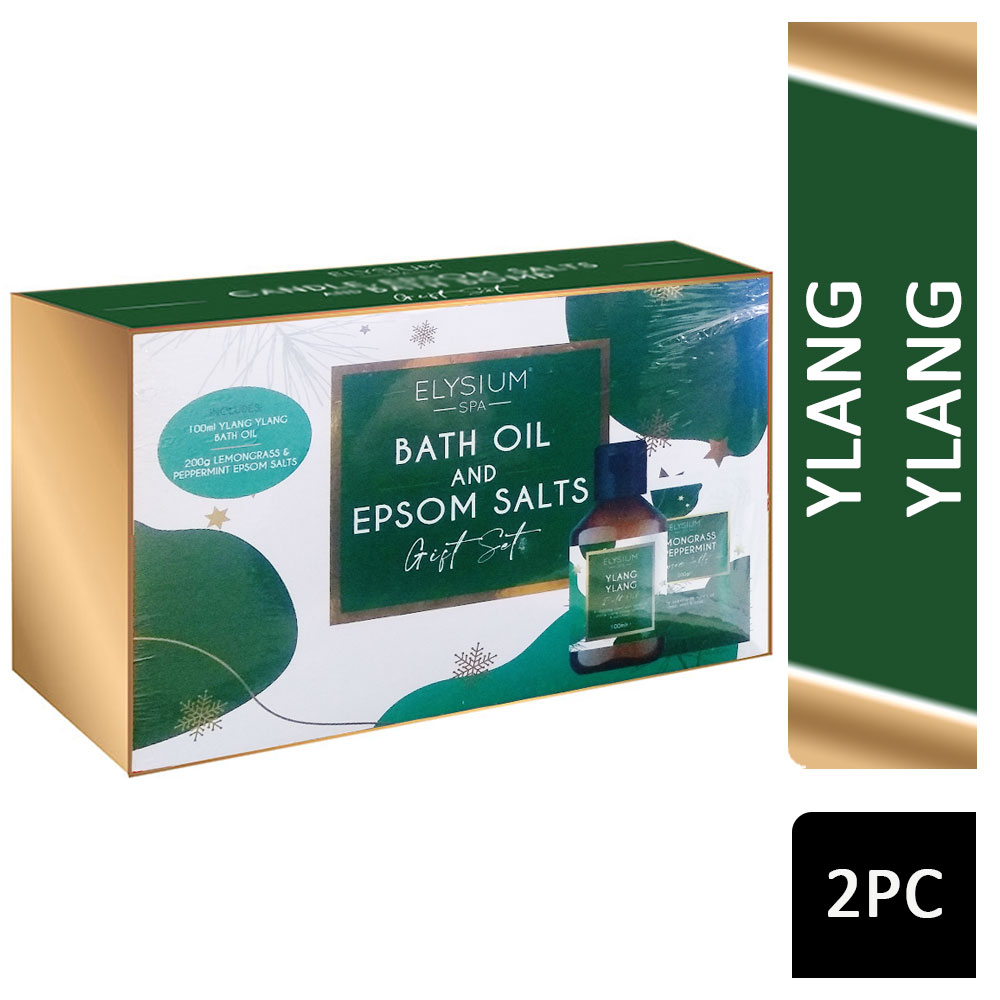 Elysium Spa Bath Oil & Epsom Salts Gift Set Ylang Ylang 2pc