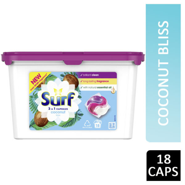 Surf 3 In 1 Capsules Coconut Bliss 18s