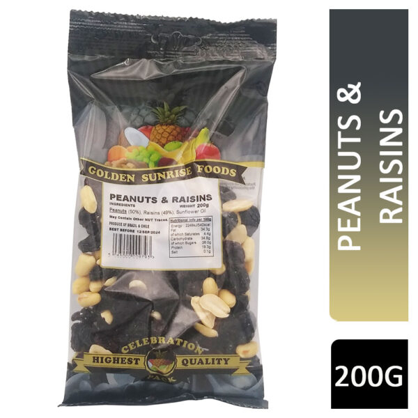 Golden Sunrise Foods Peanuts & Raisins 200g
