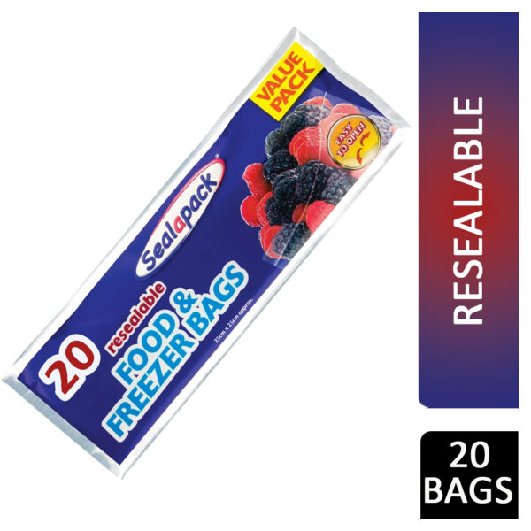 Sealapack Resealable Large Food & Freezer Bags 20s
