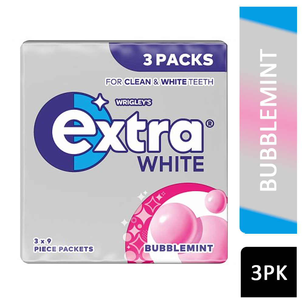 Wrigley's Extra White Chewing Gum Bubblemint 3pk