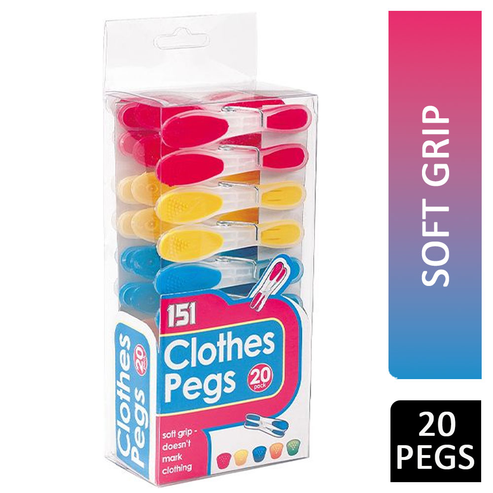 151 Soft Grip Clothes Pegs 20s