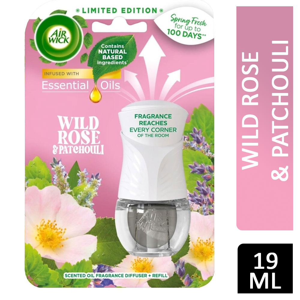 Air Wick Essential Oils Plug-In Diffuser & Refill Wild Rose & Patchouli 19ml