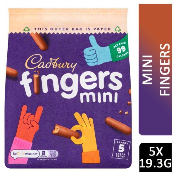 Cadbury Mini Fingers Snack Packs 5x19.3g
