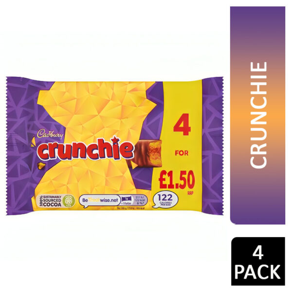 Cadbury Crunchie Chocolate Bar 4 Pack 4x26.1g