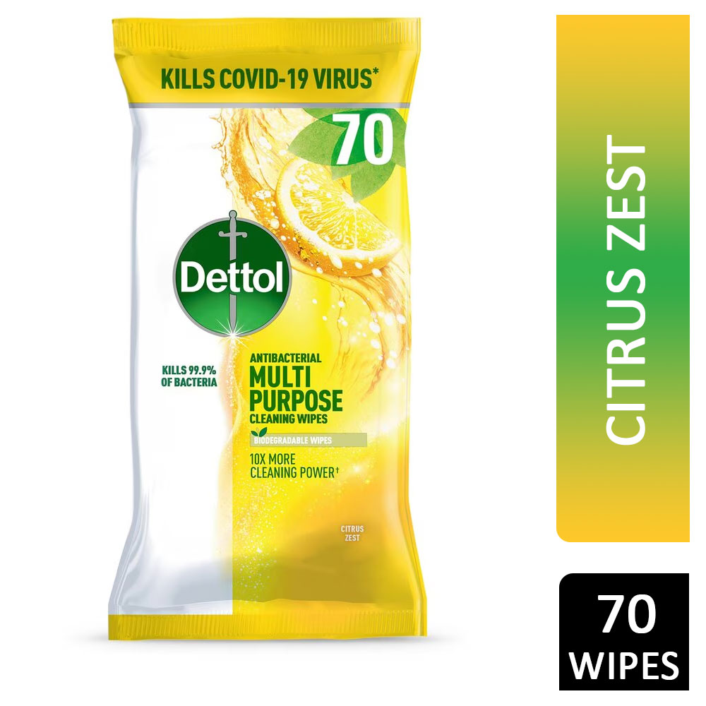 Dettol Multipurpose Cleaning Citrus Zest 70 Large Wipes