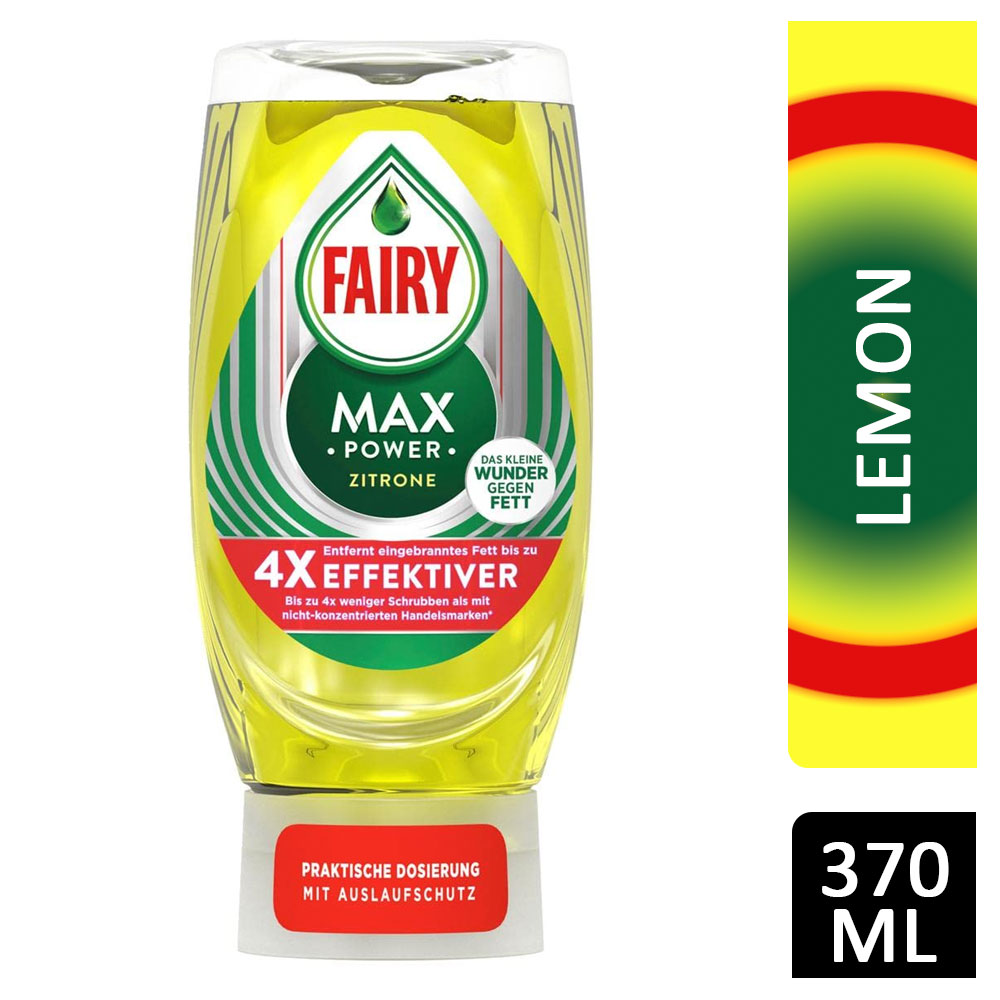 Fairy Max Power Washing Up Liquid Lemon 370ml