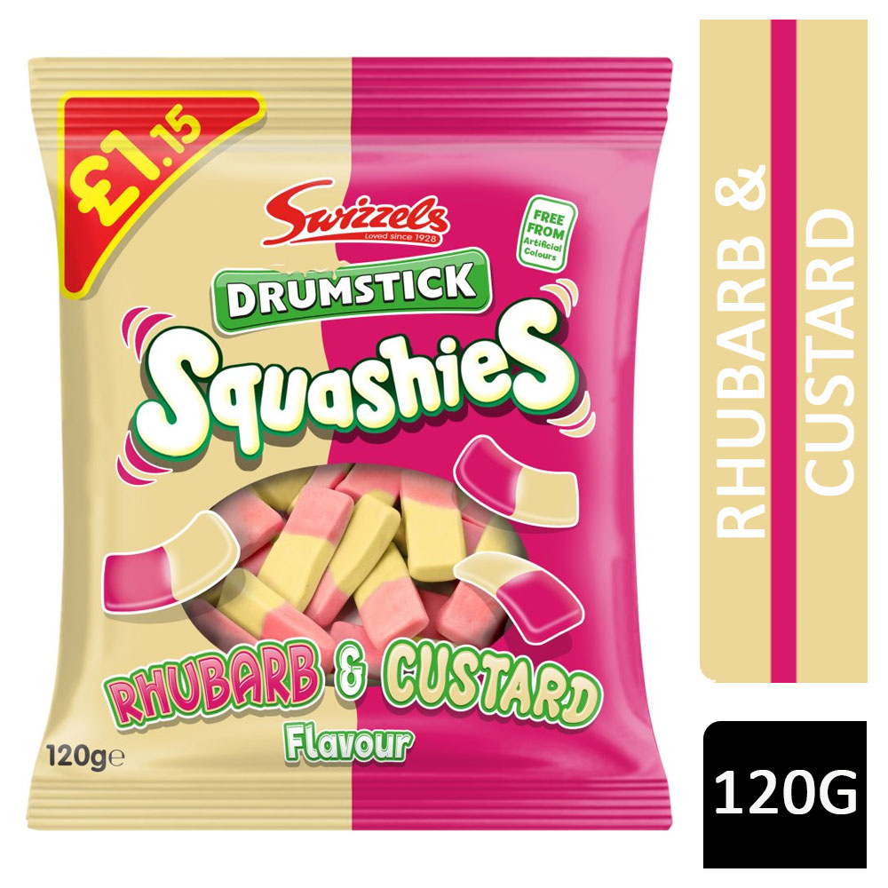 Swizzels Drumstick Squashies Sweets Rhubarb & Custard 120g