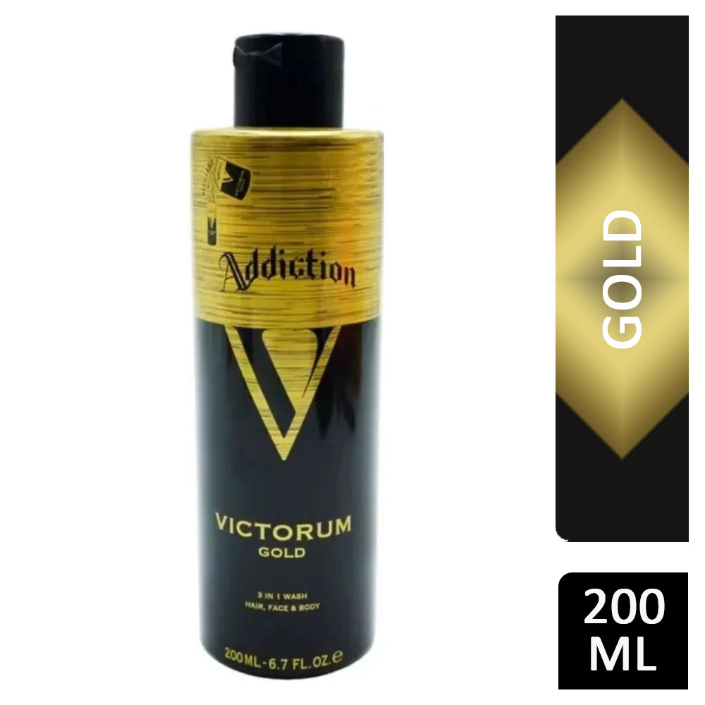 Addiction 3 In 1 Hair Face & Body Wash Victorum Gold 200ml