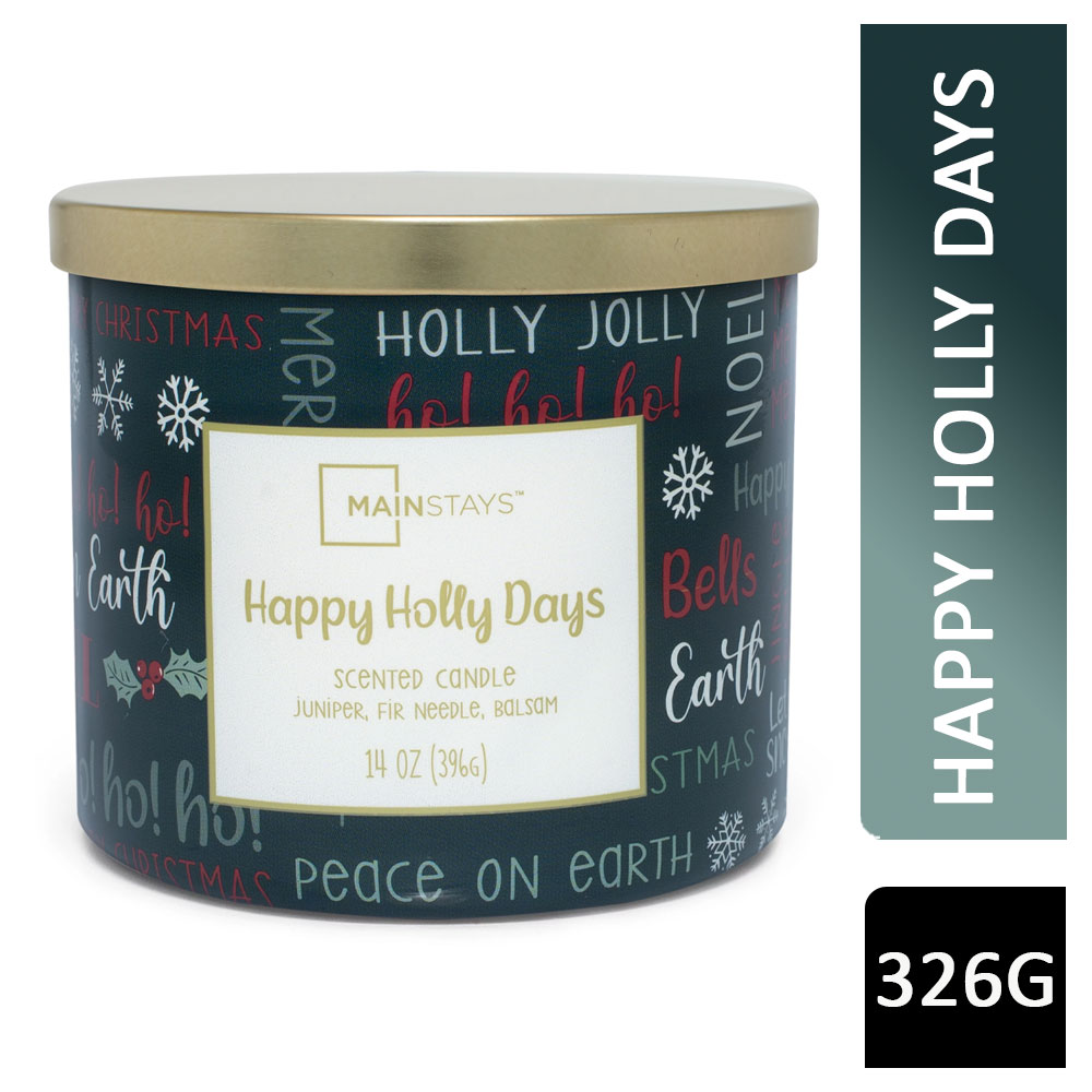 Mainstays Three Wick Scented Candle Happy Holly Days 396g