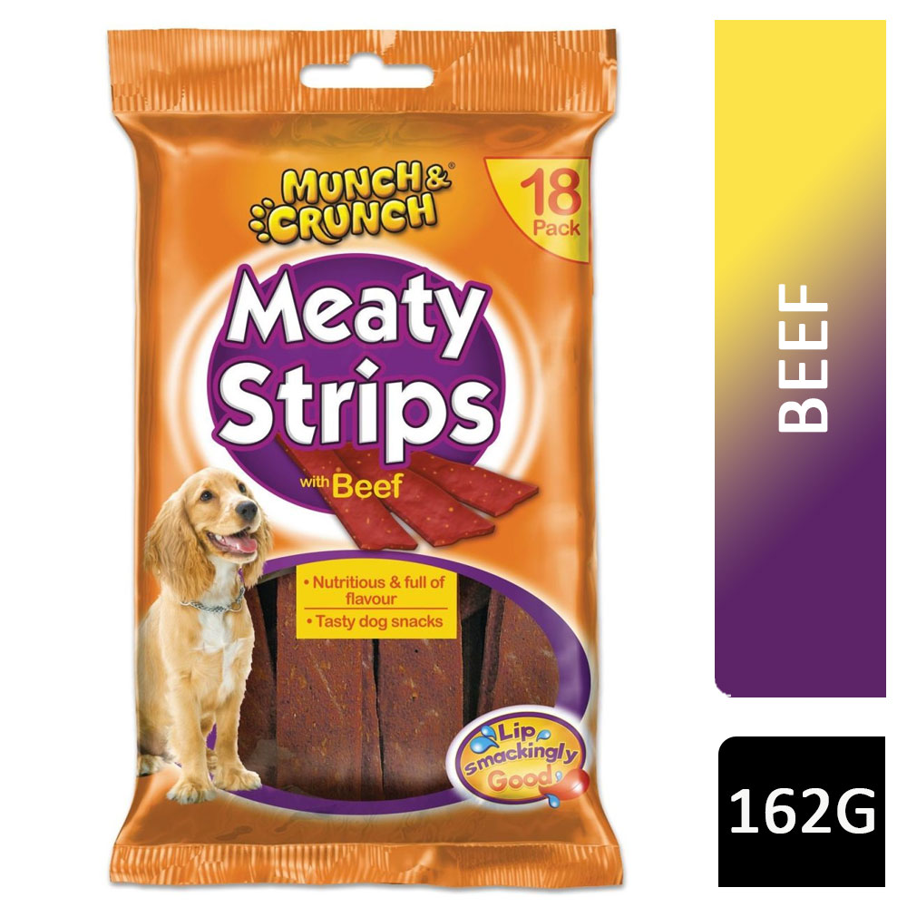 Munch & Crunch Meaty Strips With Beef 18s 162g