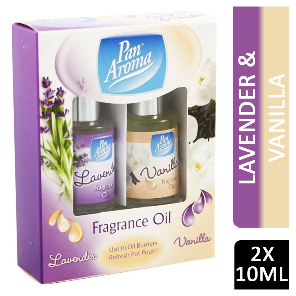 Pan Aroma Scented Fragrance Oil Pure Lavender & Vanilla 10ml 2pk